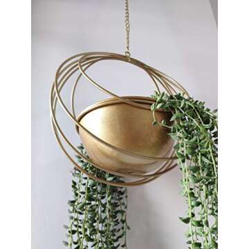 RISEON Boho Gold Metal Plant Hanger,Metal Geometric Hanging Planter, Modern Planter, Mid Century Air...