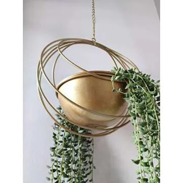 RISEON Boho Gold Metal Plant Hanger,Metal Geometric Hanging Planter, Modern Planter, Mid Century Air...