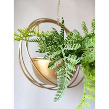 RISEON Boho Gold Metal Plant Hanger,Metal Geometric Hanging Planter, Modern Planter, Mid Century Air Plant Holder Stand, Minimalist Planter for Indoor Outdoor Home Wedding Decor (Gold)