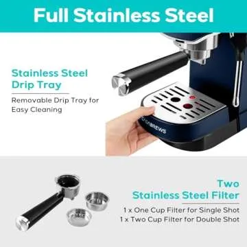 CASABREWS 20 Bar Espresso Maker with Milk Frother Steam Wand