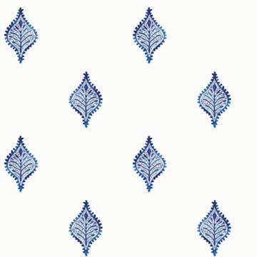 RoomMates RMK12247PLW Watercolor Foulard Peel and Stick Wallpaper, Blue, White