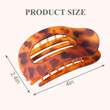 4 PCS Flat Hair Clips, Round Lay Down Hair Claw Clips for Women Girls, French Strong Hold Hair Barrettes for Thick Thin Hair,Comfortable Curved Flat Clips for Lying,Driving and More (Tortoise)