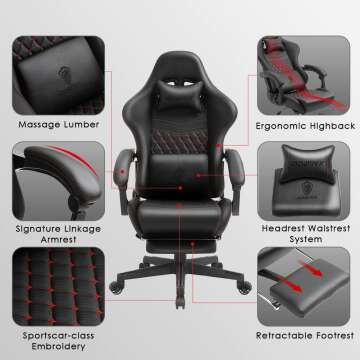 Ergonomic Dowinx Gaming Chair with Massage & Footrest