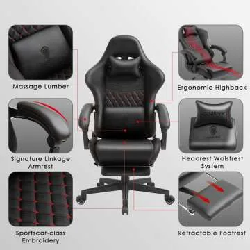 Ergonomic Dowinx Gaming Chair with Massage & Footrest