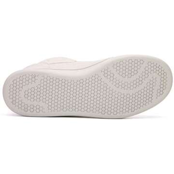 UBFEN Womens High Top Ankle Support Sneakers Beige Hidden Wedge Heel Retro 80s Tennis Shoes for Girls Cosplay Removable Insole Footwear Size 9