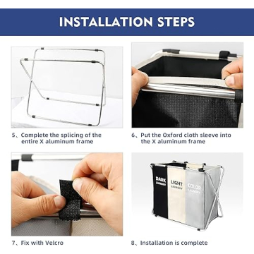 180L Collapsible 3-Section Laundry Hamper for Home