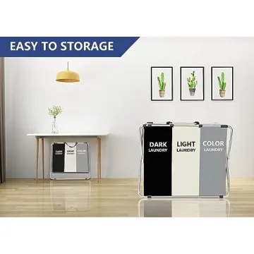 180L Collapsible 3-Section Laundry Hamper for Home