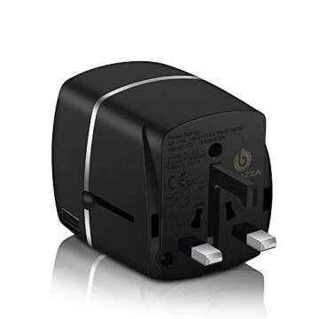 Bonazza Universal International Travel Adapter Kit with 4Amps 4 USB Ports - UK, US, AU, Europe All In One Plug Adapter - Over 150 Countries & USB Power Adapter for iPhone, Android, All USB Devices (FC-4U)