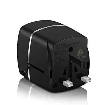 Bonazza Universal International Travel Adapter Kit with 4Amps 4 USB Ports - UK, US, AU, Europe All In One Plug Adapter - Over 150 Countries & USB Power Adapter for iPhone, Android, All USB Devices (FC-4U)