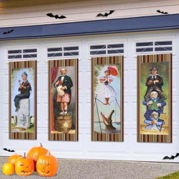 Halloween Decorations Large set of 4 Haunted Mansion Stretching Portraits Outdoor Vinyl Halloween De...