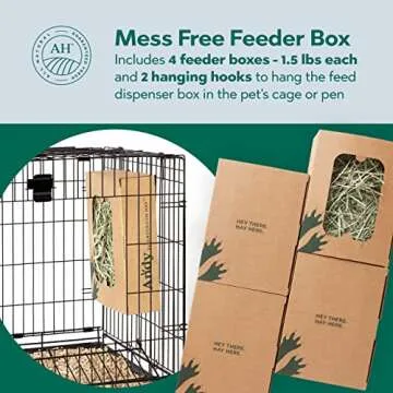 Andy Organic Timothy Hay Andy-Pak Feeder Box, 4 Pack 1.5 Lb Boxes, 1st Cutting Rabbit Food, Premium Hamster, Chinchilla, Gerbil, & Guinea Pig Food, Small Animal Treats, 6 lbs