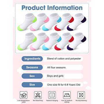 Foaincore 100 Pairs Kids Socks Bulk, Baby and Toddler Ankle and Low Cut Socks Half Cushion No Show S...