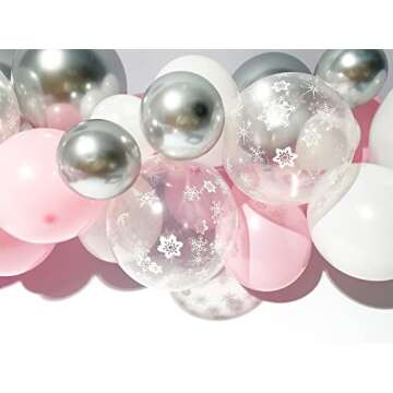 Winter Onederland Birthday Decorations, Winter Onederland 1st Birthday Girl Decorations, Snowflake Photo Banner Highchair Banner Balloon Garland for Winter Wonderland Snowflake Baby First Birthday