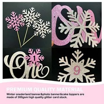 Winter Onederland Birthday Decorations, Winter Onederland 1st Birthday Girl Decorations, Snowflake Photo Banner Highchair Banner Balloon Garland for Winter Wonderland Snowflake Baby First Birthday