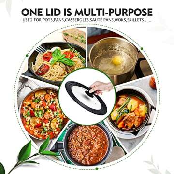 Ydeapi Universal Lid for Pots, Pans and Skillets, Pot Lid With Heat Resistant Silicone Rim and Tempe...