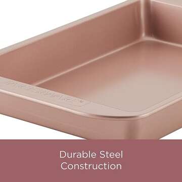 Farberware Nonstick Bakeware, Nonstick Cookie Sheet / Baking Sheet - 10 Inch x 15 Inch, Rose Gold Red