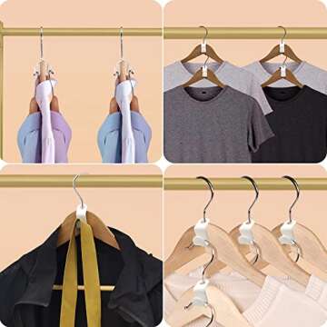 Meuzvin 50PCS Hanger Hooks Clothes Connector Hooks Space Saving Cascading Hangers Closet Organizer (White)