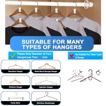 Meuzvin 50PCS Hanger Hooks Clothes Connector Hooks Space Saving Cascading Hangers Closet Organizer (White)