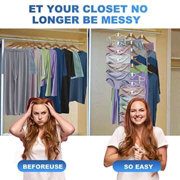 Meuzvin 50PCS Hanger Hooks Clothes Connector Hooks Space Saving Cascading Hangers Closet Organizer (White)