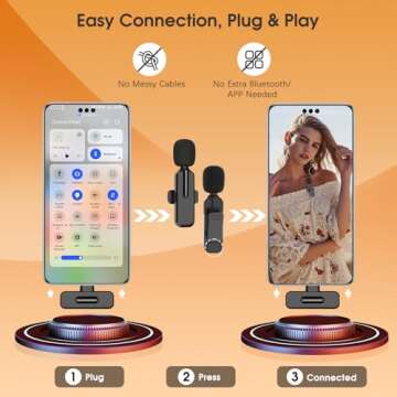 MAYBESTA Wireless Mini Microphone for iPhone 15 - Bluetooth Lavalier Android Mic for YouTube Video Recording, Clip-on USB C Phone Microphones for Tiktok Vlog Livestream Podcast