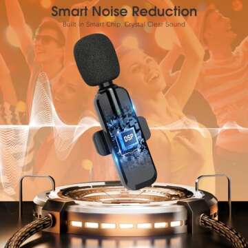 MAYBESTA Wireless Mini Microphone for iPhone 15 - Bluetooth Lavalier Android Mic for YouTube Video Recording, Clip-on USB C Phone Microphones for Tiktok Vlog Livestream Podcast