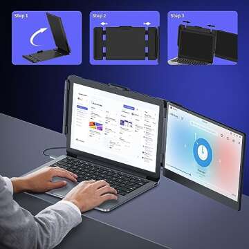 AetherSpark Laptop Screen Extender Portable Monitor, 15.6" FHD 1080p Monitor Extender, Frameles Dual Screen for Mac, Wins (14" Dual Screen)