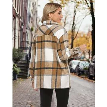 Gihuo Women's Cozy Plaid Flannel Shacket for Fall