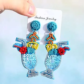 Boderier Tropical Drink Beaded Earrings for Summer Style