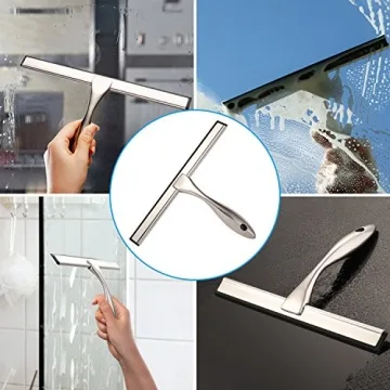 Hiware 10" Stainless Steel Shower Squeegee for Streak-Free Cleaning