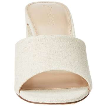 The Drop Women's Pattie High Block Heeled Mule Sandal, Linen, 9