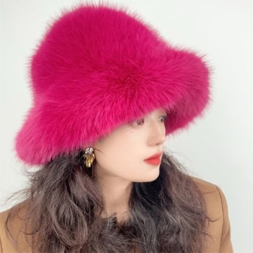 Stylish Warm Faux Fur Bucket Hat for Women