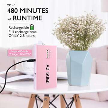 30000RPM Portable Nail Drill Machine, AZ GOGO Professional Rechargeable Electric Efile Nail Drill fo...