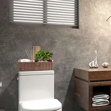 Round Paper Rope Storage Basket Wicker for Organizing with Handle, Decorative Bins Countertop Toilet Paper for Tank Top Small Set, Brown