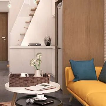 Round Paper Rope Storage Basket Wicker for Organizing with Handle, Decorative Bins Countertop Toilet Paper for Tank Top Small Set, Brown