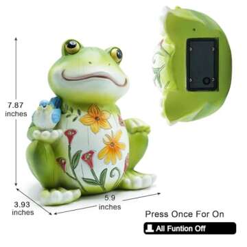 REYISO Frog Decor with Solar Light, Resin Garden Statue for Passage Yard Lawn Patio Spring Home Deco...