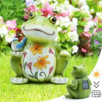 REYISO Solar Frog Outdoor Decor for Patio Lawn