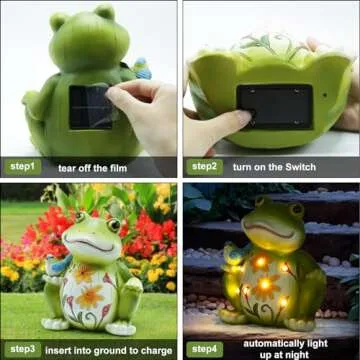 REYISO Solar Frog Outdoor Decor for Patio Lawn