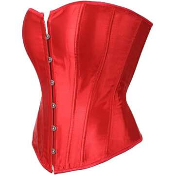 HNGHOU Women's Bustier Corset Top - Stylish Plus Size Overbust Corset (Red, Small)