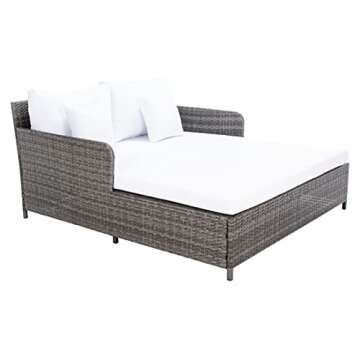 Safavieh Outdoor Collection Cadeo Grey Brown/White Cushion Daybed PAT7500C