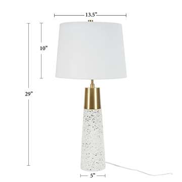 Nourison 29" White & Gold Terrazzo Speckled Buffet Lamp, Modern, Contemporary, Glam Table Lamp for Bedroom, Living Room, Dining Entryway