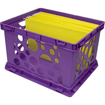 Storex Large Premium File Crate - Durable & Stylish Storage