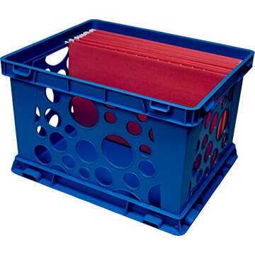 Storex Large Premium File Crate - Durable & Stylish Storage