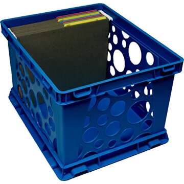 Storex Large Premium File Crate - Durable & Stylish Storage