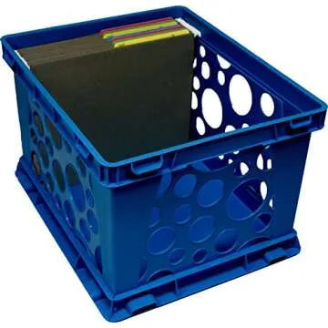 Storex Large Premium File Crate - Durable & Stylish Storage