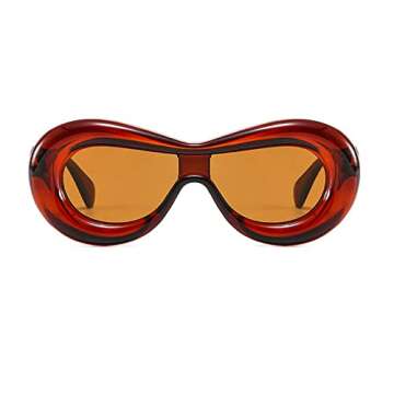 COTIA Unique Oversized One Piece Women Men Sunglasses Fashion Steampunk Funny Candy Color Shades Hip...