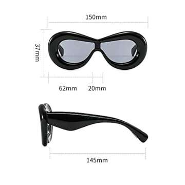 COTIA Unique Oversized One Piece Women Men Sunglasses Fashion Steampunk Funny Candy Color Shades Hip Hop Sun Glasses (tea)