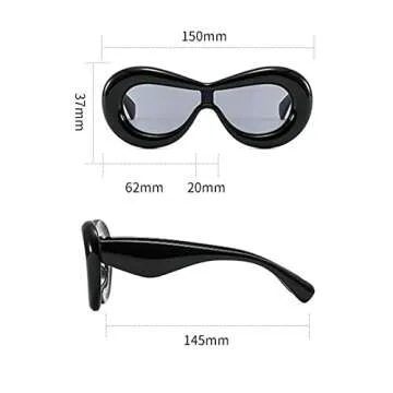 COTIA Unique Oversized One Piece Women Men Sunglasses Fashion Steampunk Funny Candy Color Shades Hip Hop Sun Glasses (tea)