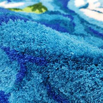 USTIDE Blue Rose Rug U-Shaped Bathroom Rug Non Slip Shaggy Toilet Mat Absorbent Machine Washable Toilet Rug Bath Mat for Bathroom 27.5''x23.6''