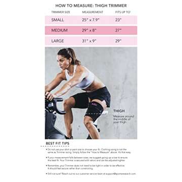 Sports Research Sweet Sweat Thigh Trimmers for Men & Women Increases Sweat & Activity to the Thighs during Exercise (Pink Logo, Medium)
