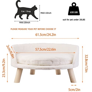 BingoPaw Elevated Cat Bed Stylish Wood Pet Chair